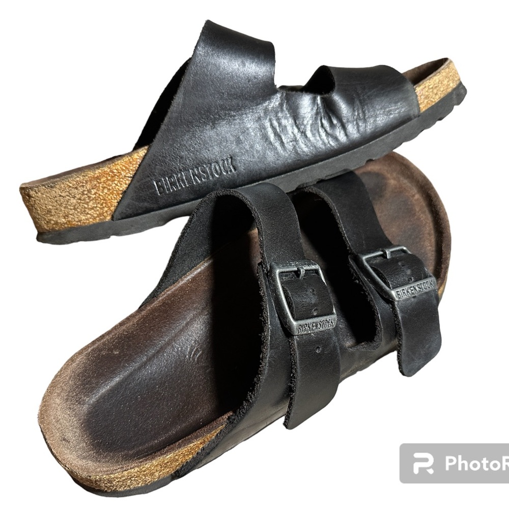 Birkenstock Arizona Sandal Black Oiled Leather Size 36 (5-5 1/2)
